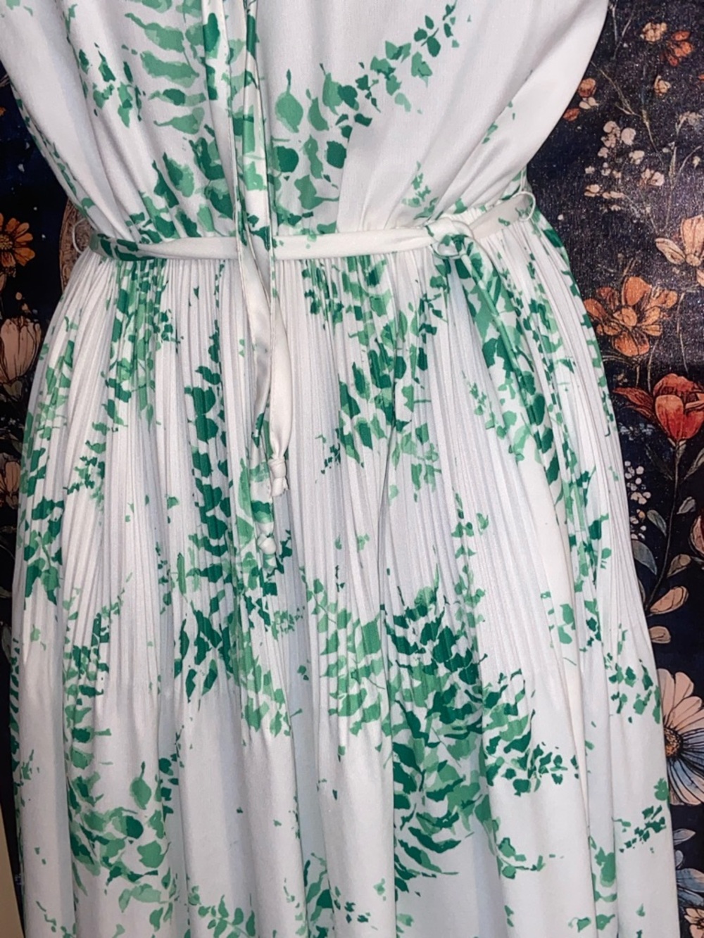 70s FLAIR FERN DRESS Green & White Vintage GORGEOUS - Picture 4 of 7